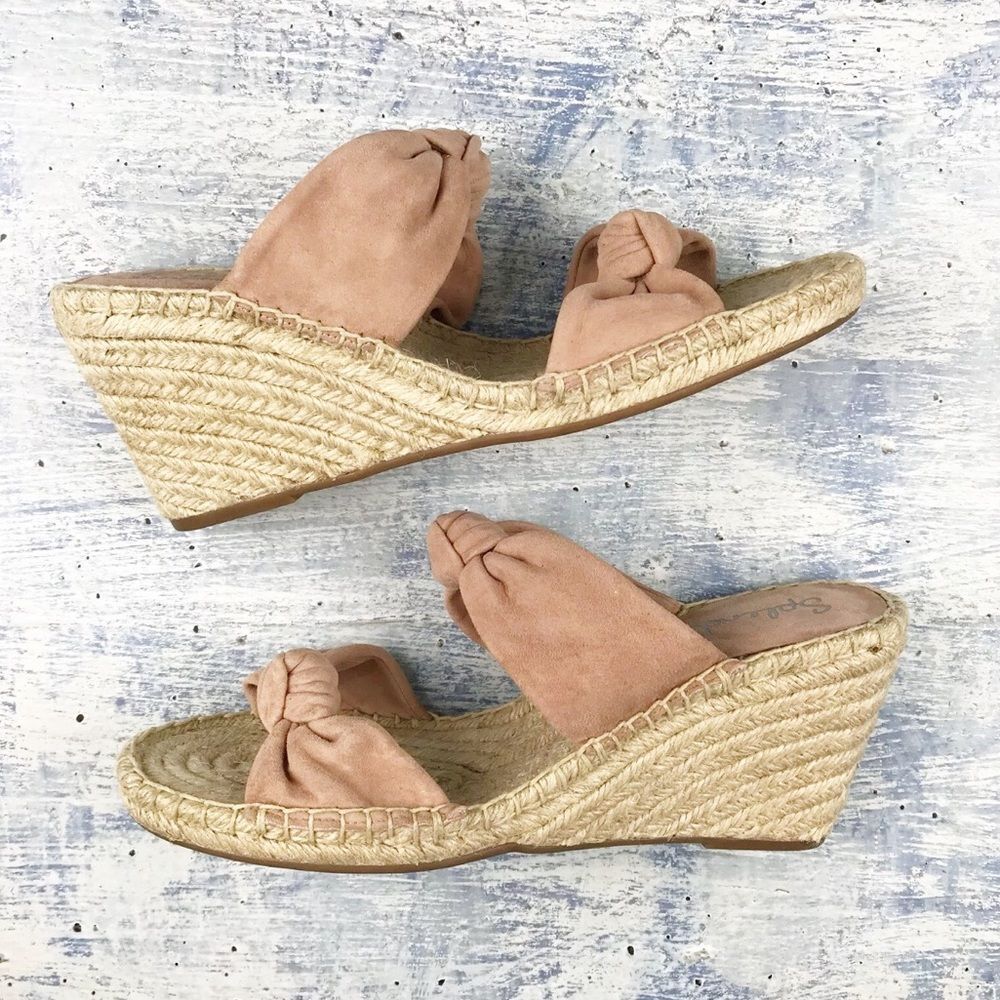 NEW splendid pink bow espadrille sandals leather suede